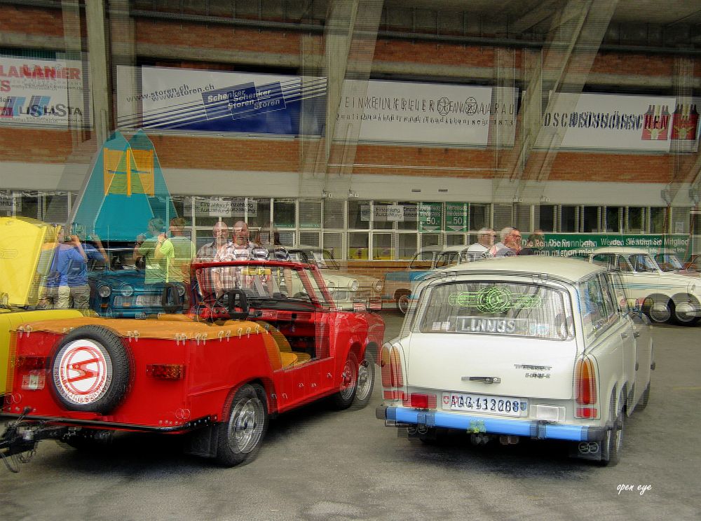  Trabant Treffen - 3D Intertlaced Bild an einem Polfilter Monitor oder 3D TV anschauen.