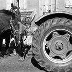 tracteur poussé par des chevaux