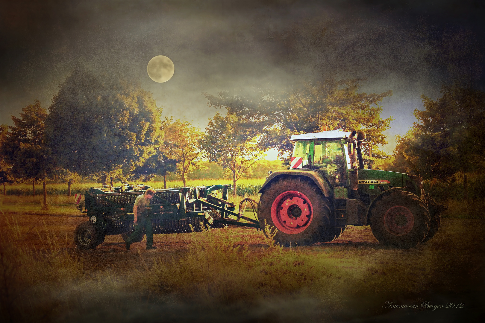 Tractor man evening