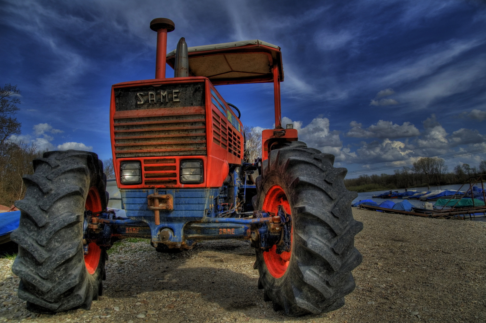 tractor on the shor