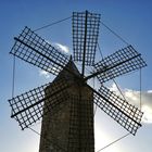                                traditional mallorca windmill in front of blue sky