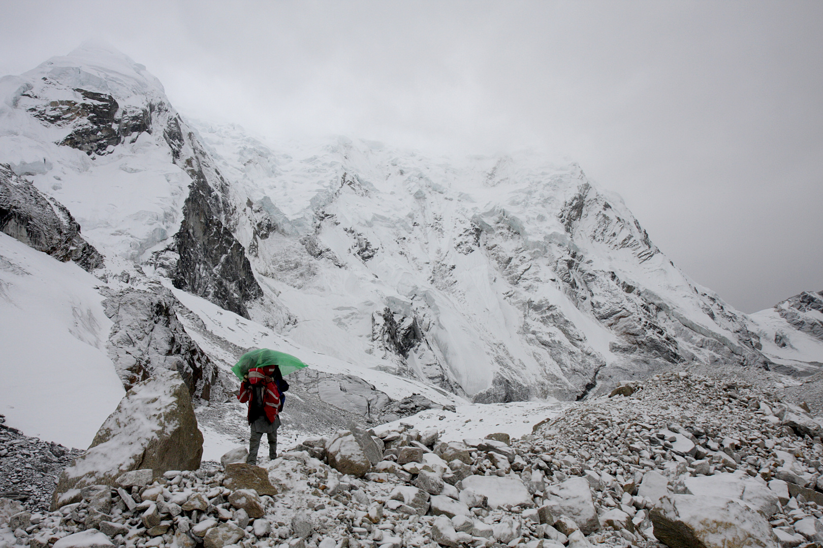 Träger auf dem Drolambau-Gletscher