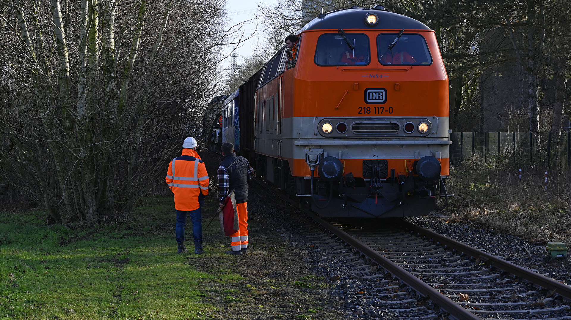 Trafo-Schwertransport auf der Stichstrecke vom Bf Bockum-Hövel nach Werne-Stockum