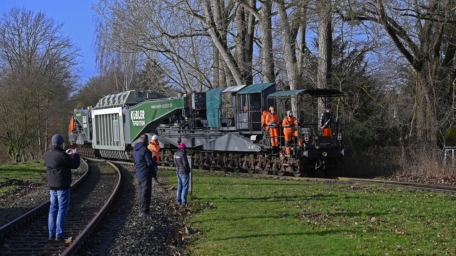 Trafo-Schwertransport auf der Stichstrecke vom Bf Bockum-Hövel nach Werne-Stockum