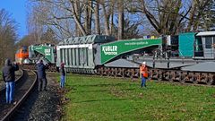 Trafo-Schwertransport auf der Stichstrecke vom Bf Bockum-Hövel nach Werne-Stockum