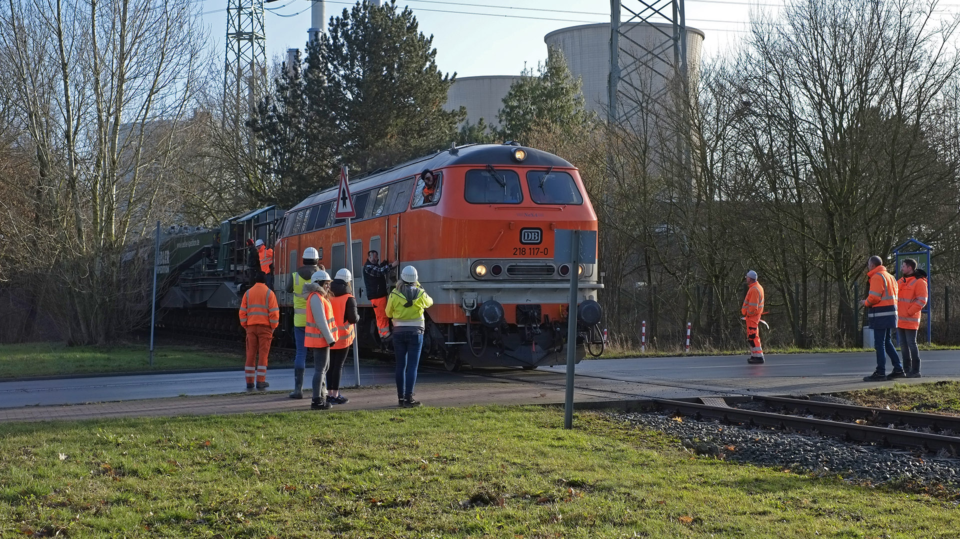 Trafo-Schwertransport auf der Stichstrecke vom Bf Bockum-Hövel nach Werne-Stockum