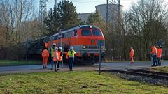 Trafo-Schwertransport auf der Stichstrecke vom Bf Bockum-Hövel nach Werne-Stockum