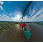 Tragschrauber überm Zwischenahner Meer (Luftbild, aerial tiny planet )