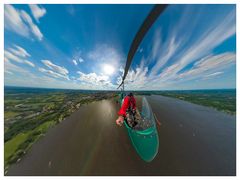 Tragschrauber überm Zwischenahner Meer (Luftbild, aerial tiny planet )