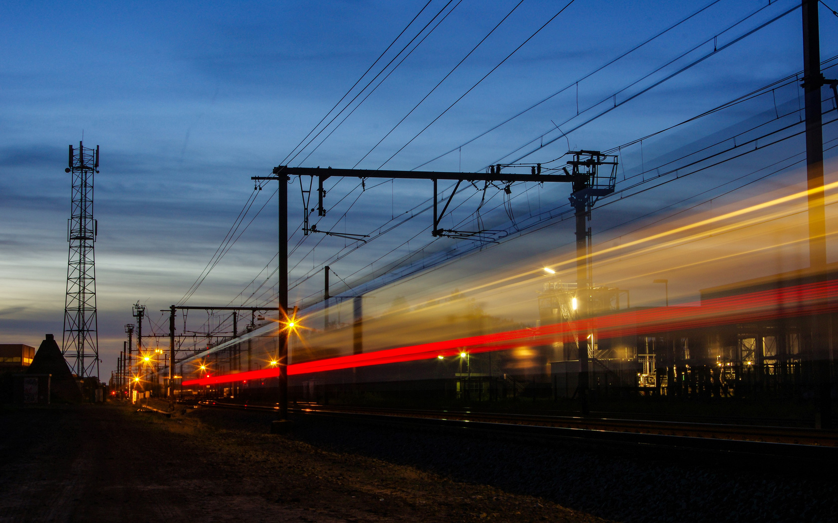 Train arriving in Ostend