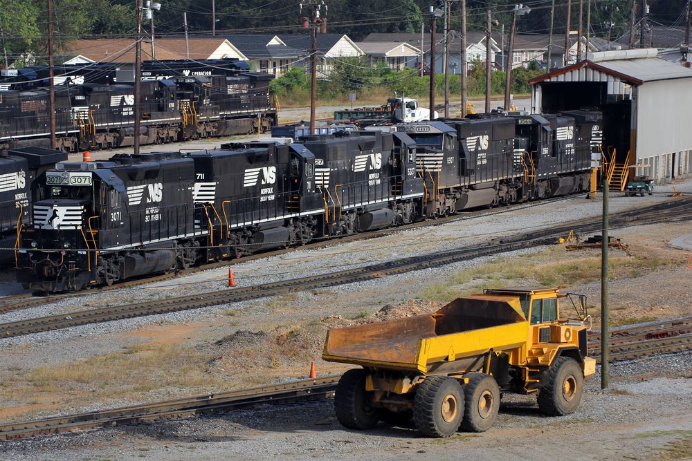 Trains and Truck on the Norfolk & Southern Yard, Chattanooga, TE, USA