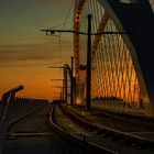 Tram Brücke im Sonnenuntergang