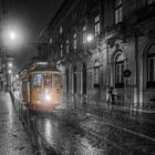 Tram in the rain