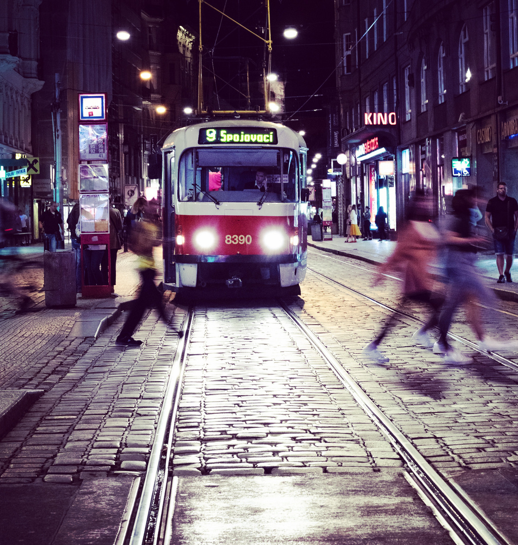 Tram in the station