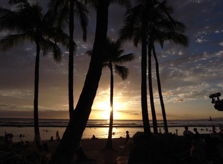 tramonto alle Hawaii