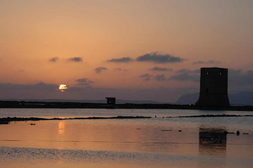 tramonto alle saline