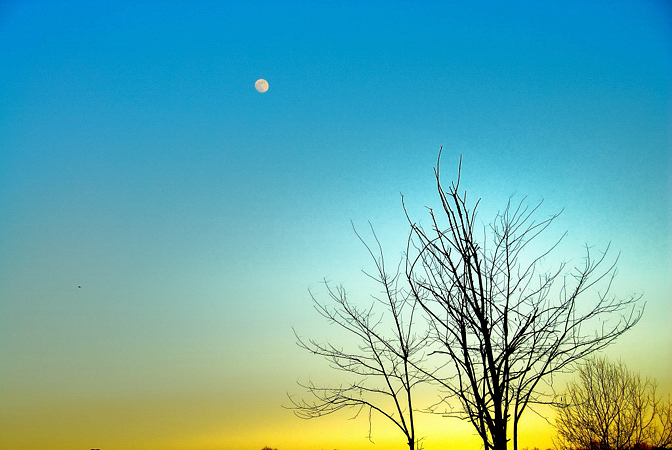 tramonto con luna