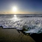 tramonto in spiaggia con ghiaccio