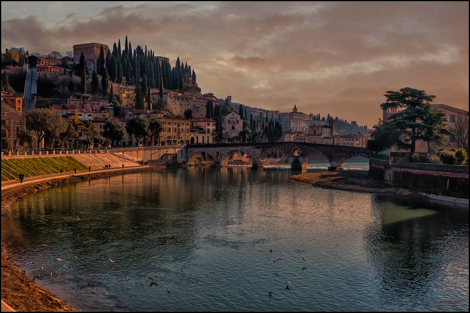 Tramonto sul Adige a Verona.