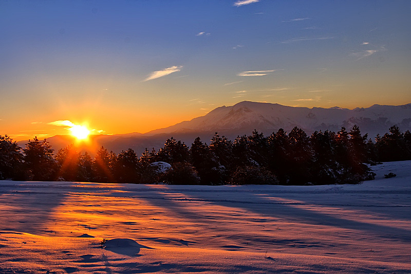 Tramonto sulla neve