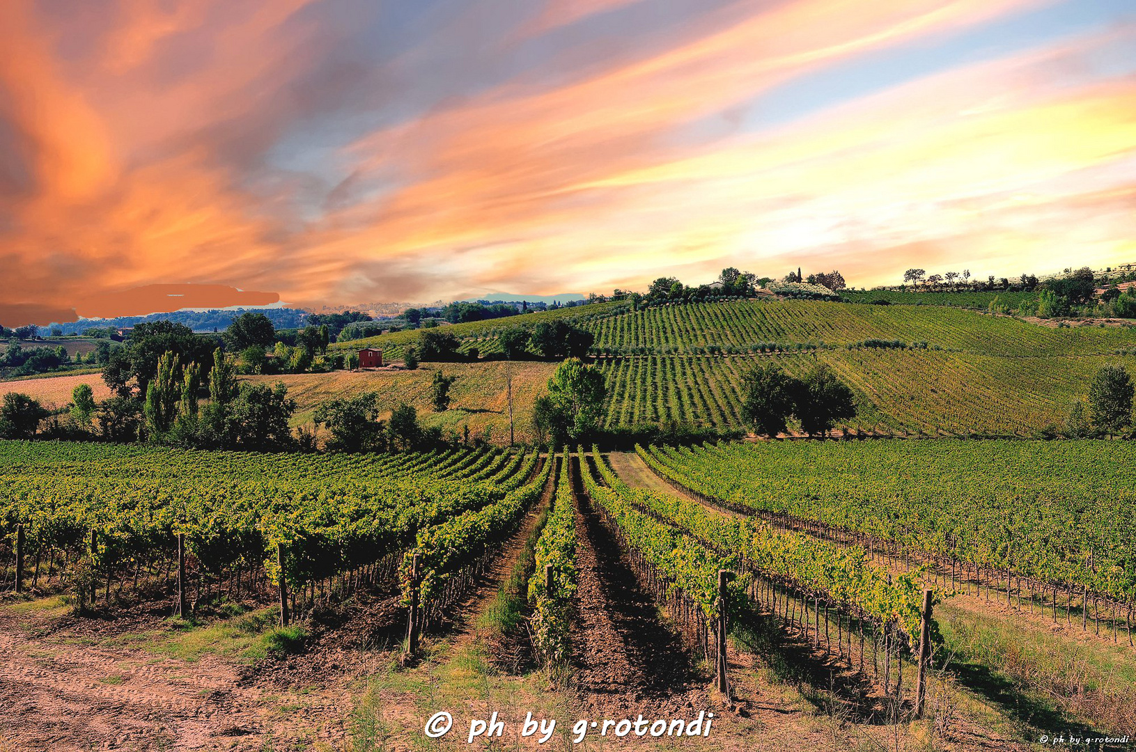 Tramonto sulla strada del Sagrantino