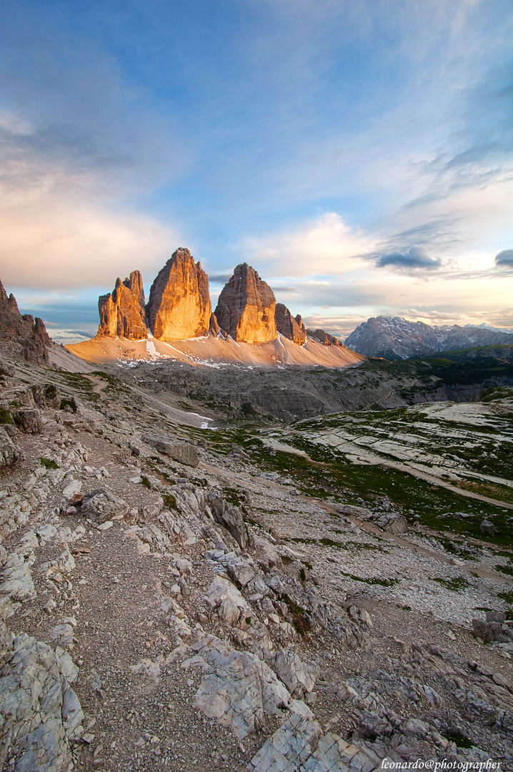 tramonto sulle tre cime