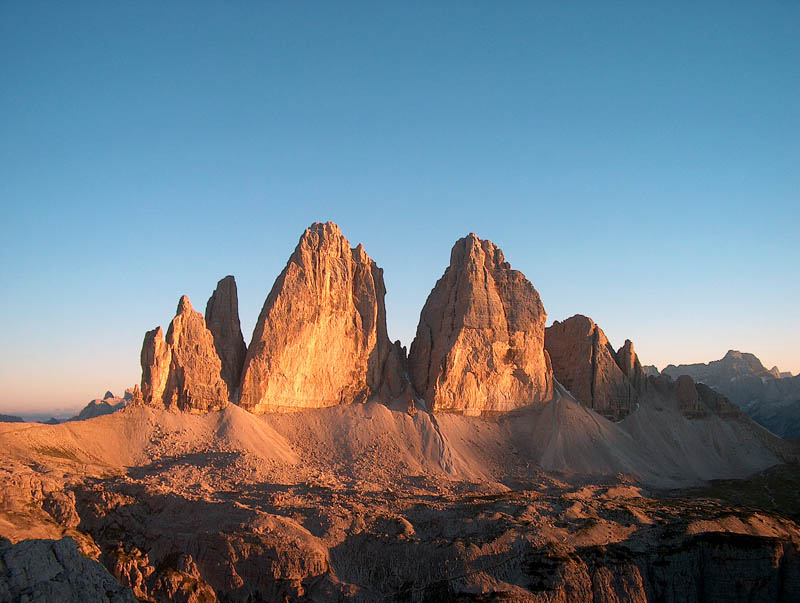 tramonto sulle Tre Cime di Lavaredo