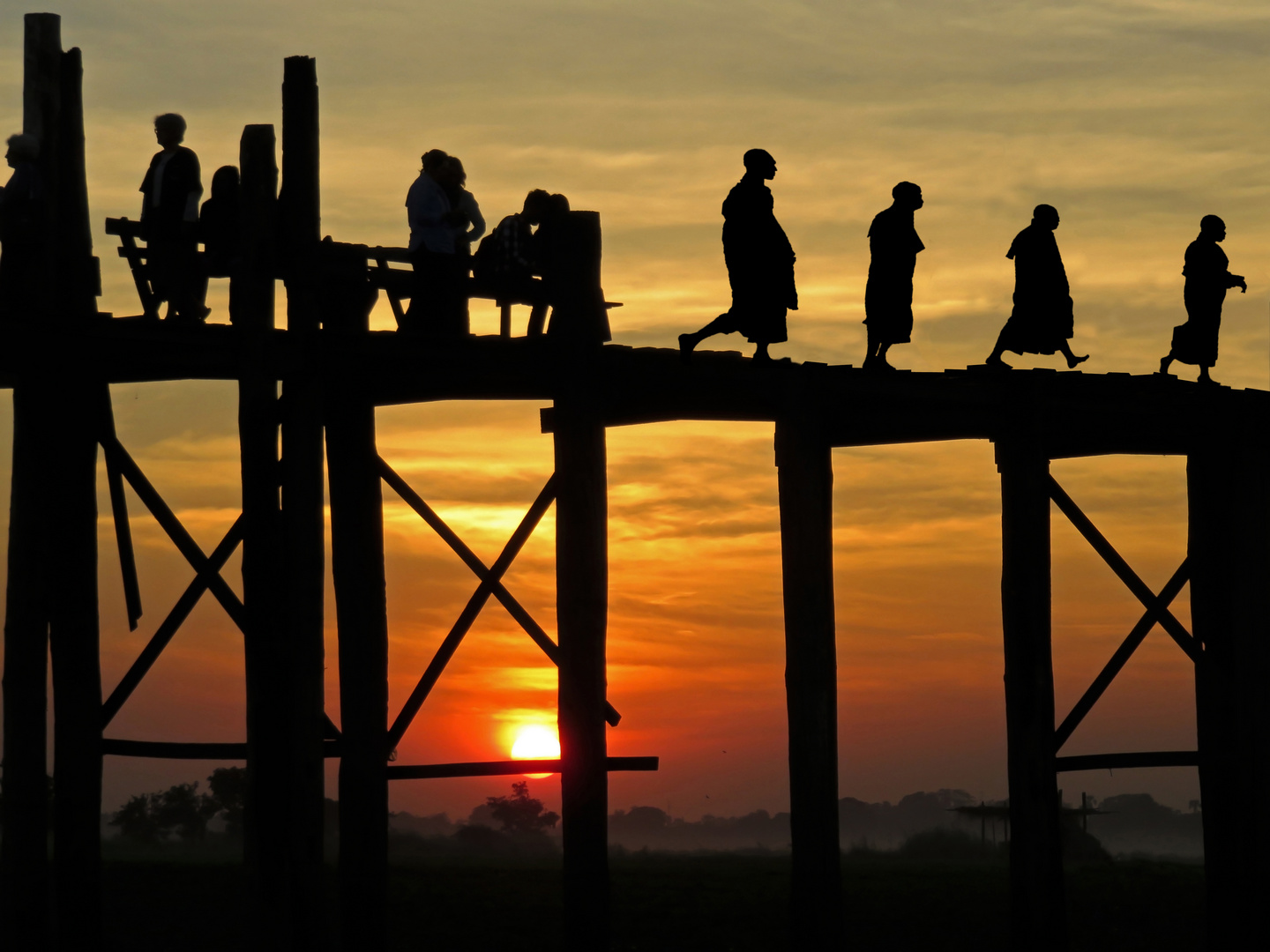 Tramonto sull'U Bein Bridge, Amarapura