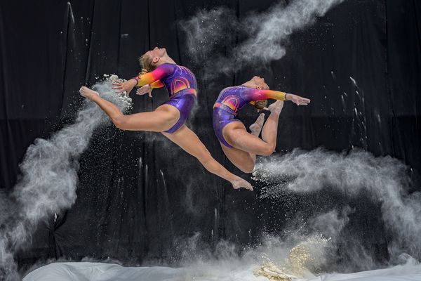 Trampolinspringen die Zwei