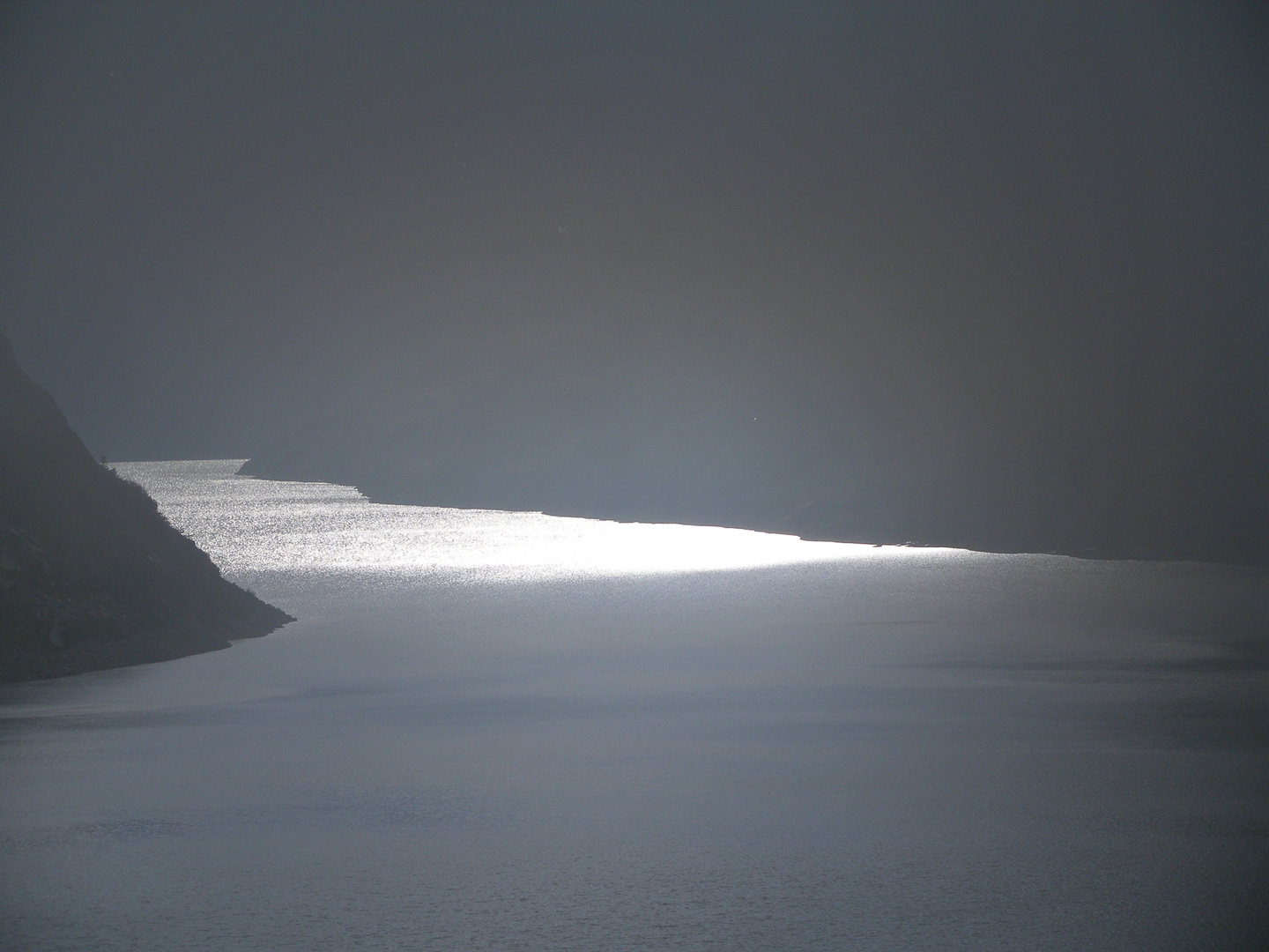 transparent fog at glacier lake