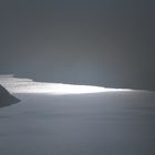 transparent fog at glacier lake