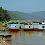 Transport barges on the Mekong near Xayaboury