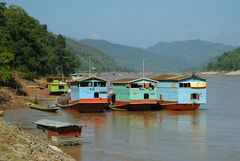 Transport barges on the Mekong near Xayaboury