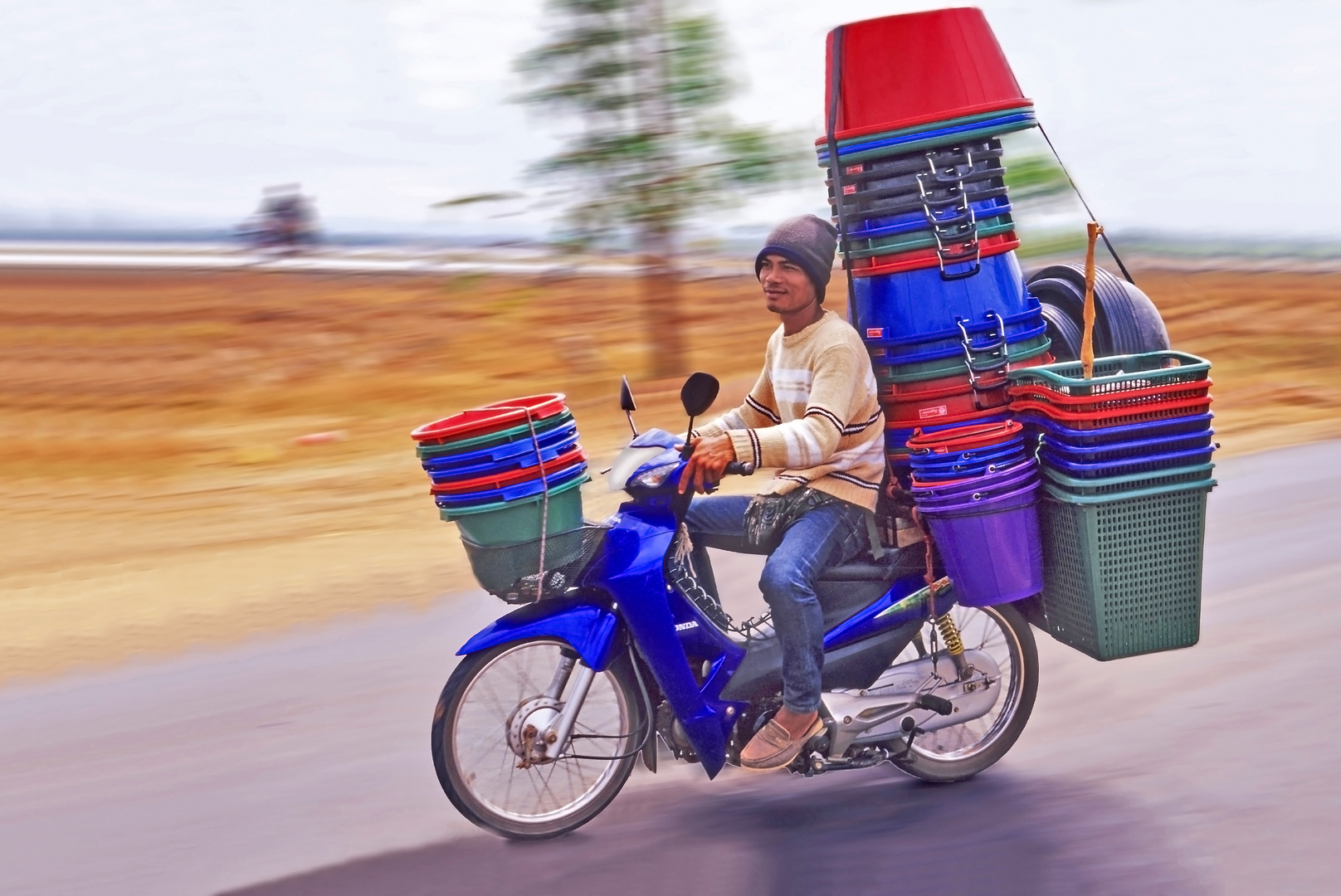 Transport mit dem Motorrad auf thailändisch 