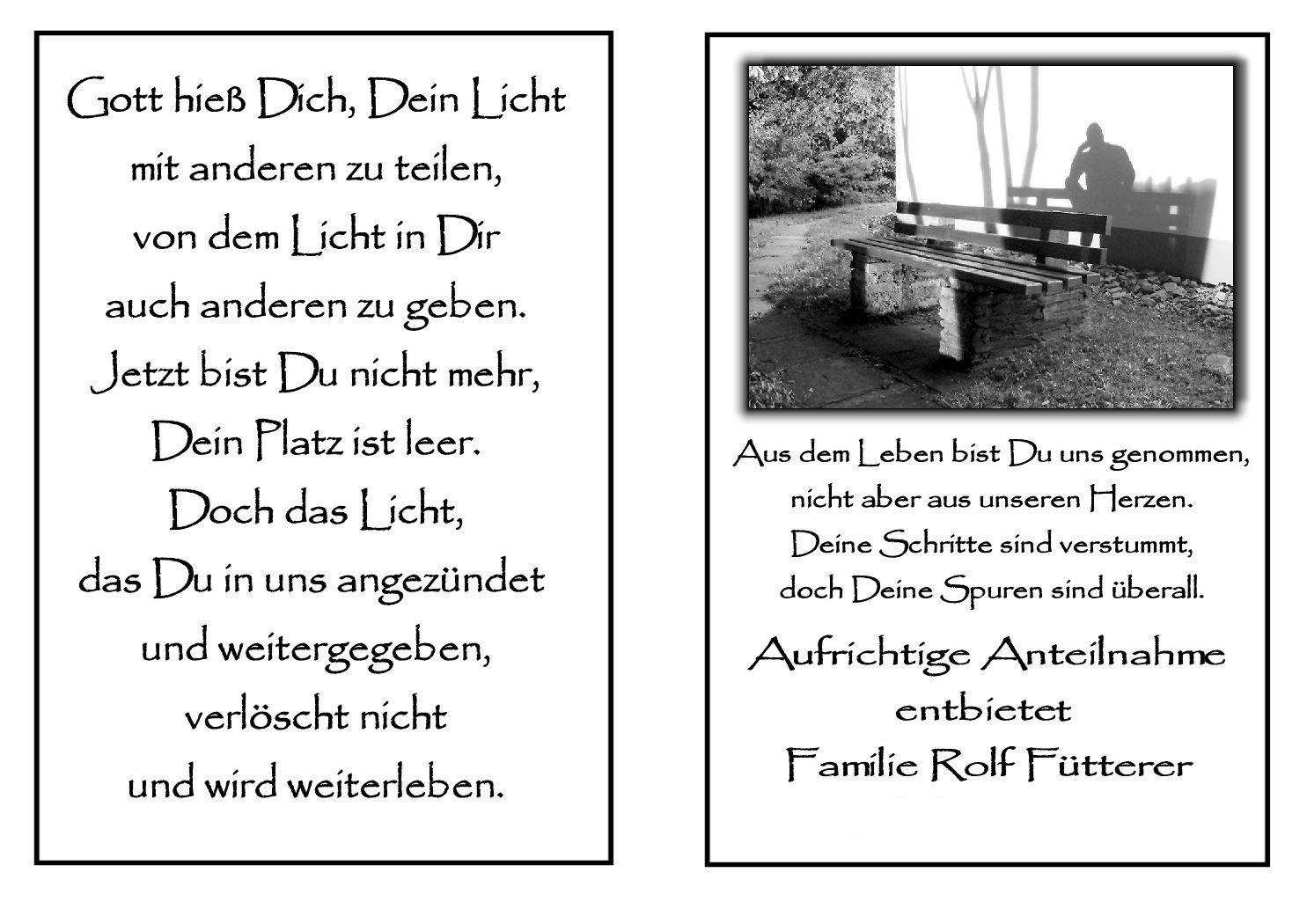 Trauerkarte Fur Alle Trauernden In Der Fc Und Deren Angehorigen Foto Bild Emotionen Schmerz Und Leid Trost Bilder Auf Fotocommunity