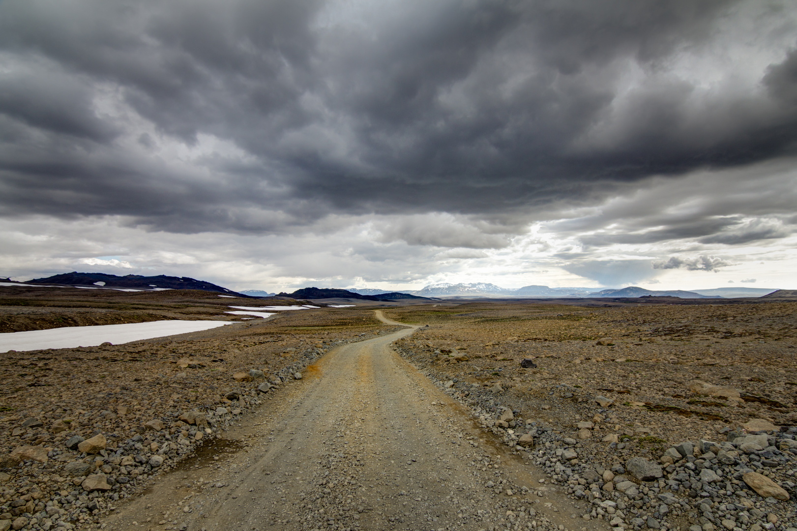 Traveling down a gravel road in Iceland