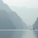 Traveller on Ba Be Lake, North of Vietnam