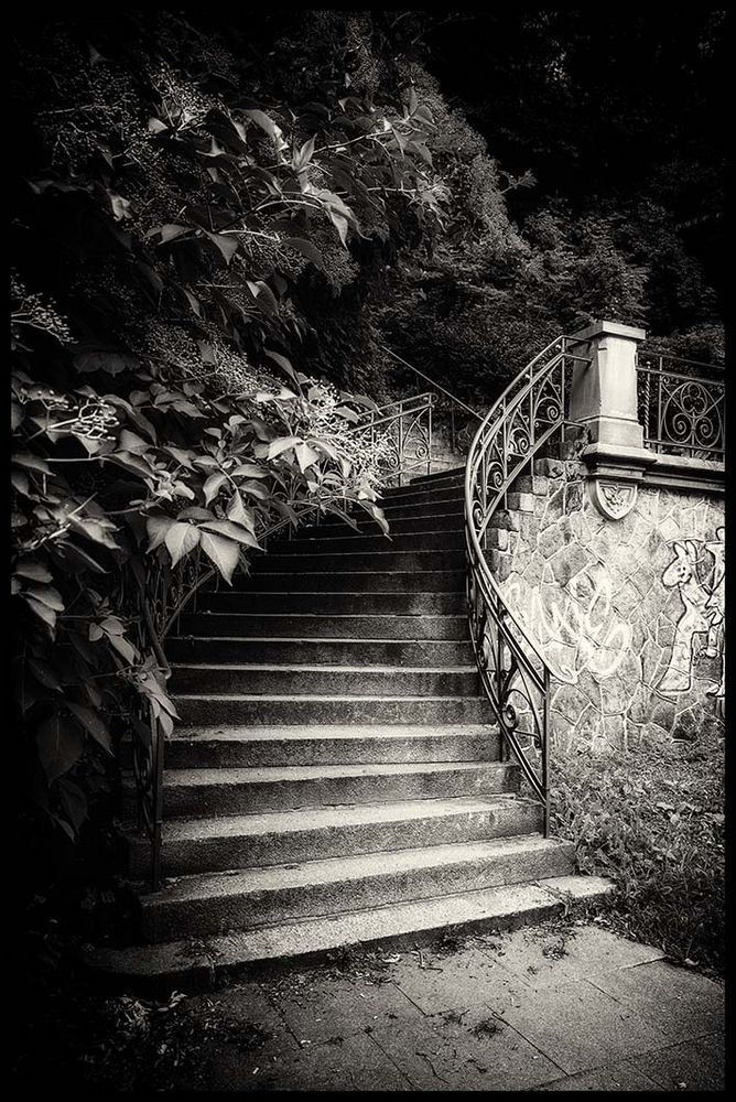 Treppe am Neumühlener Kirchweg, Hamburg (s/w)