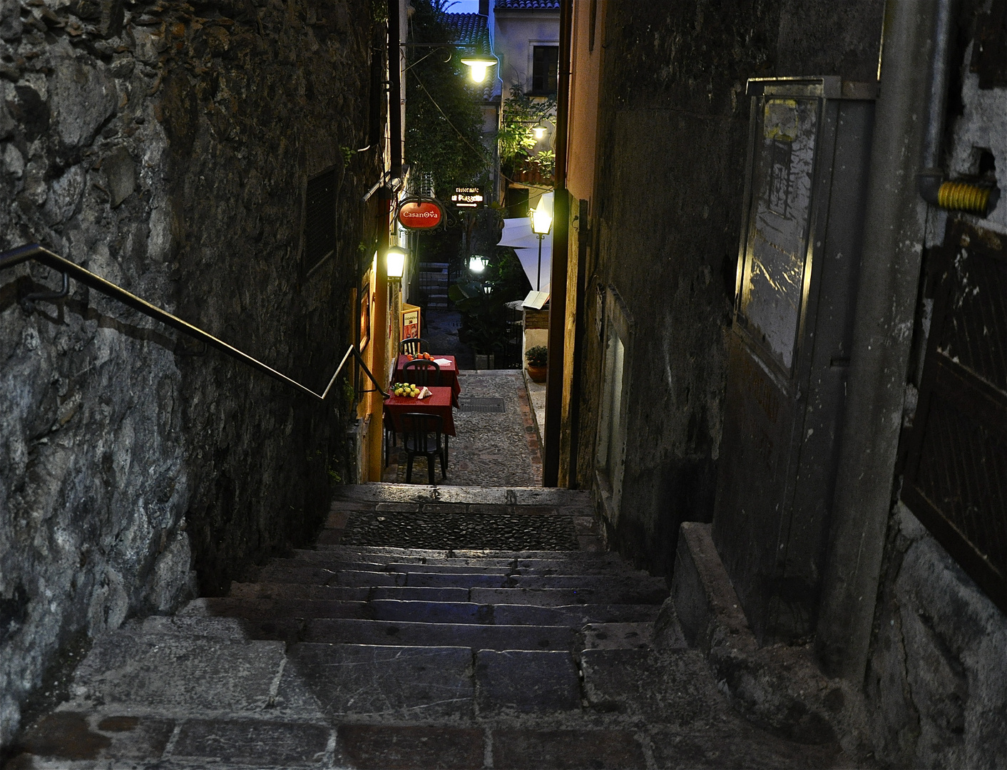 Treppengasse in der Stadt Taormina / Sizilien