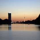 Treptower Park in Berlin bei Sonnenuntergang