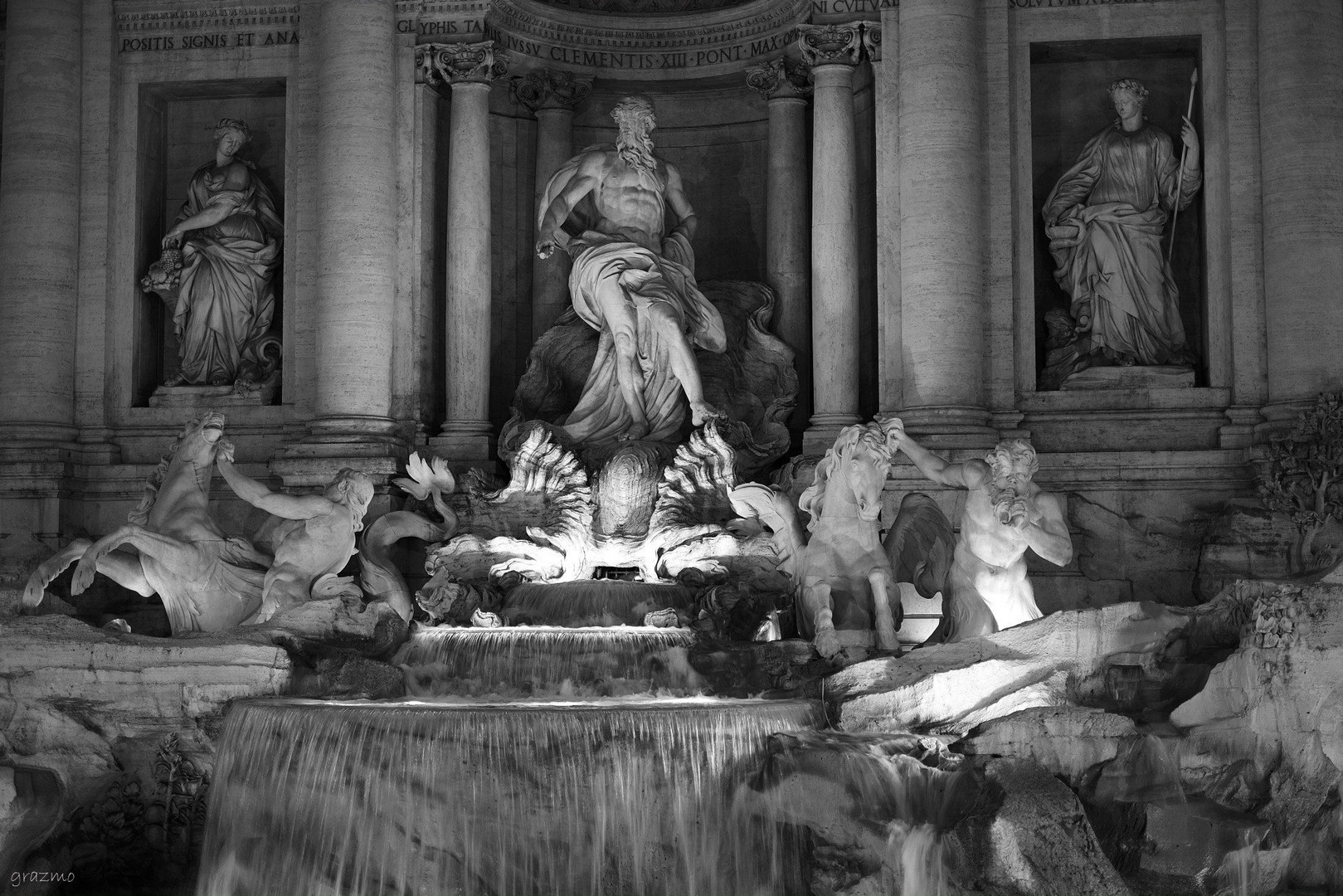 Trevi Fountain BW