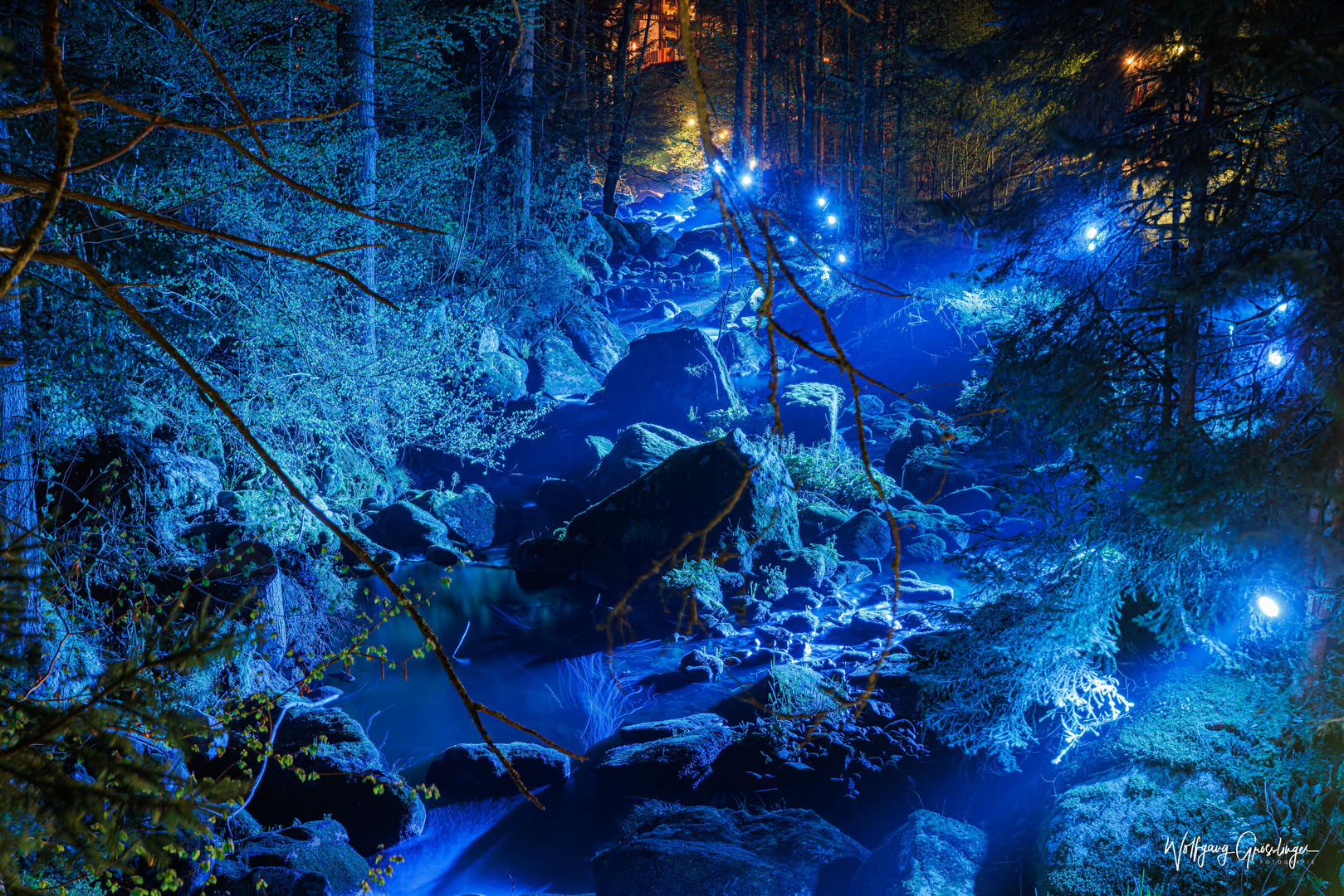 Triberg Wasserfall bei Nacht