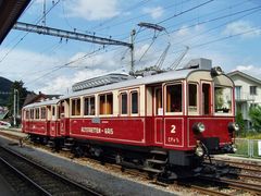 Triebwagen CFe 3/3 (Baujahr 1910/11) und Personenwagen C 13 der Altstätten - Stoss - Gais-Bahn