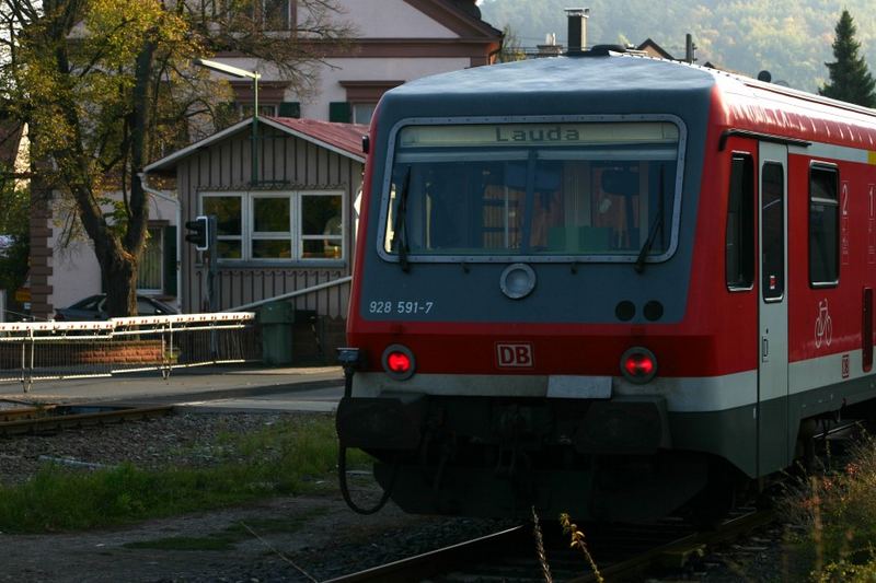 Triebwagen in Tauberbischofsheim Rückansicht