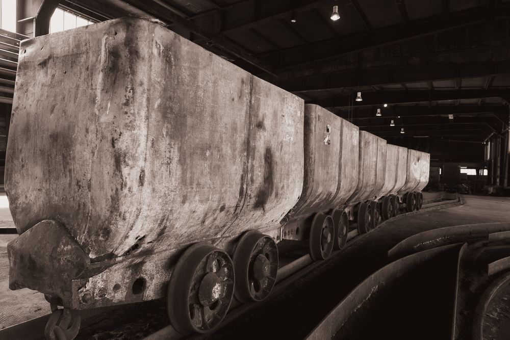 Trilogie Zollverein 3: Kohlewagen schwarz-weiß
