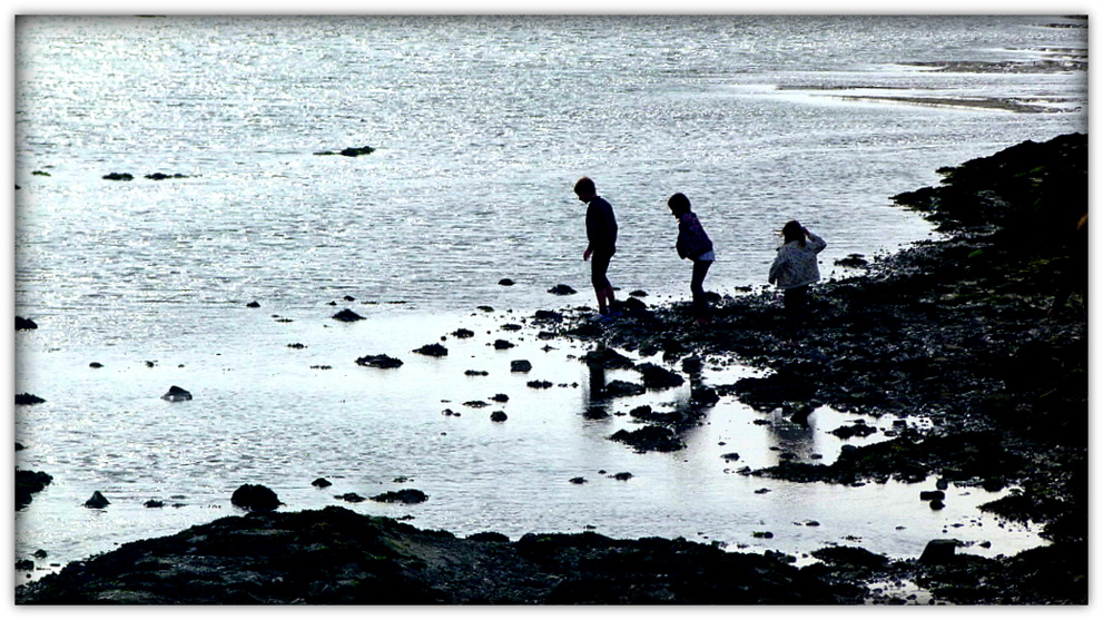 trois enfants au bord de l'eau...