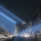 Trollfjord bei Nacht im Winter