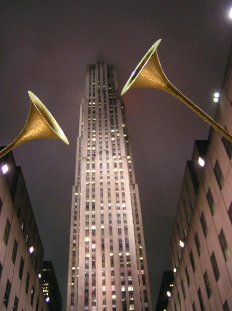 Trompeten vorm Rockefeller-Center