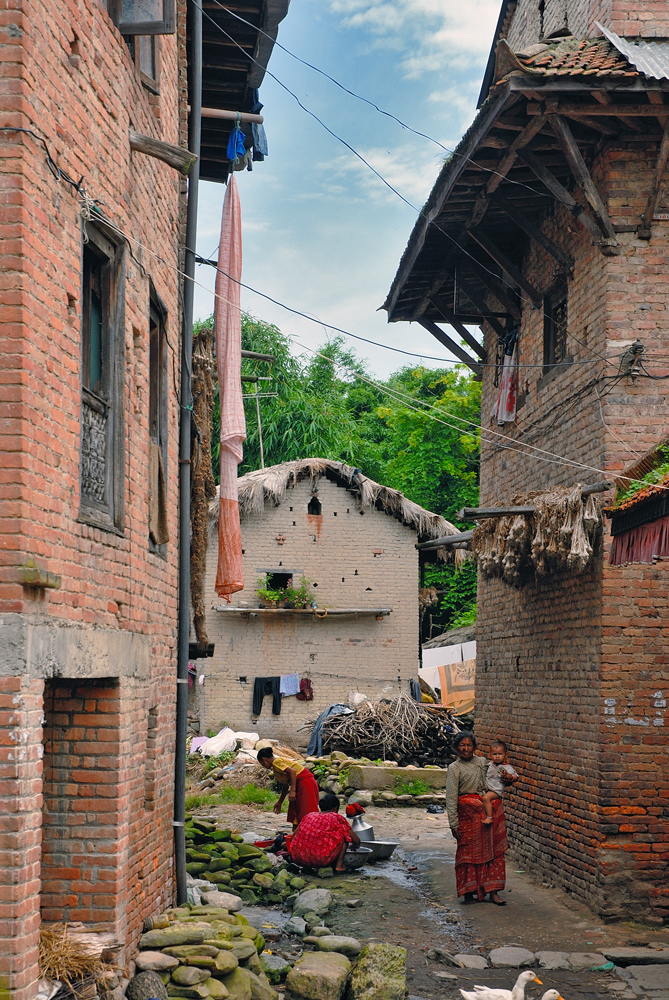 Trough the alley in Bungmati village