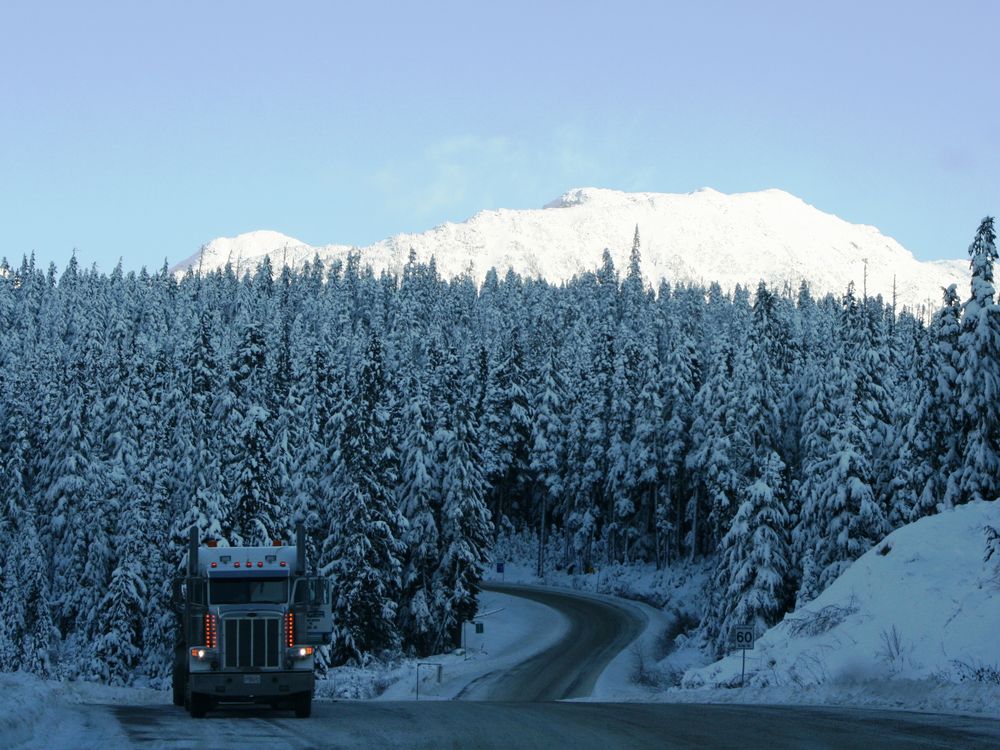 Truck in Rocky Mountains